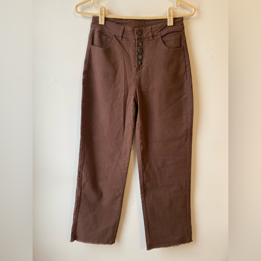 Elegant High-Rise Brown Jeans for Women